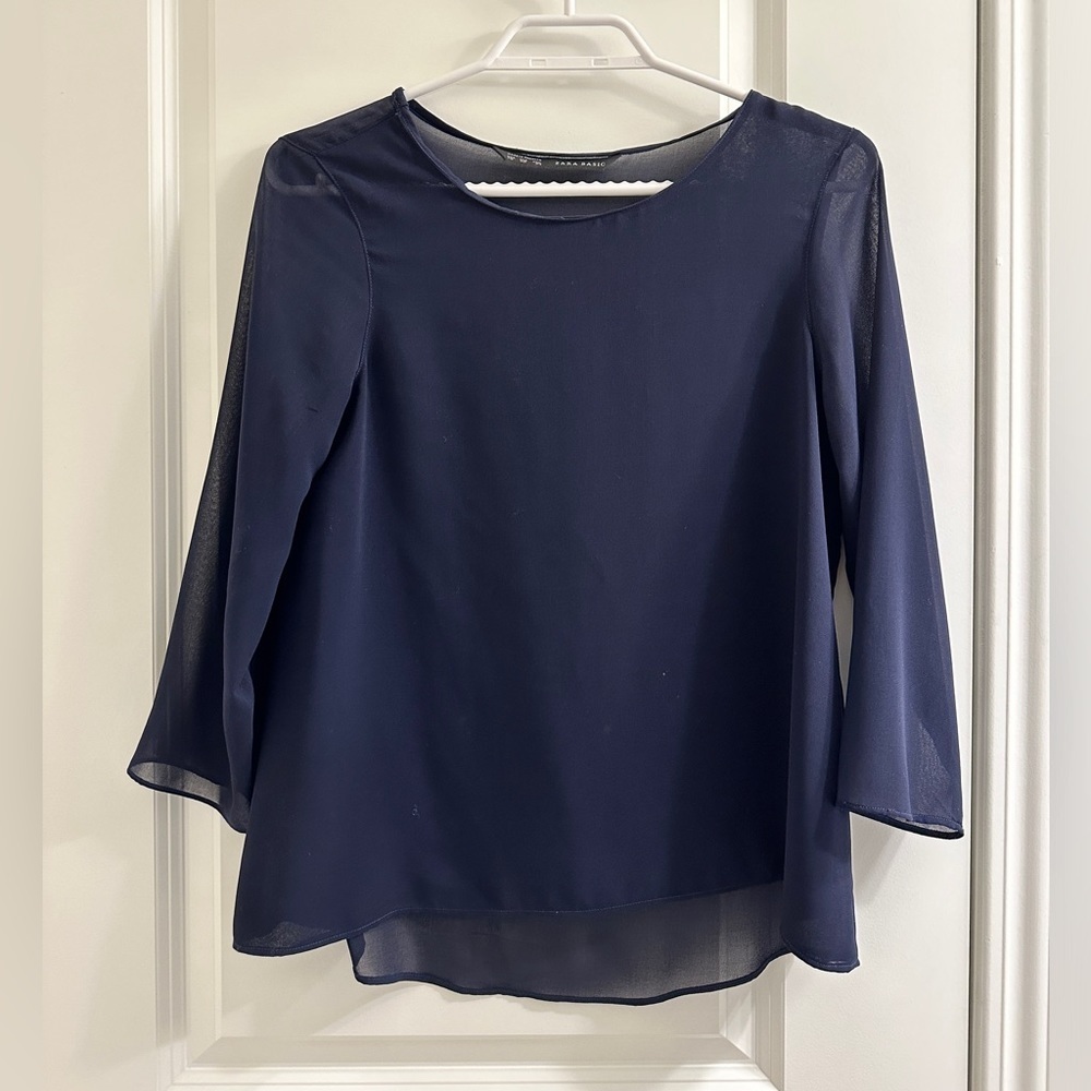 Zara Sheer Blouse Top XS‎ with Small Defect